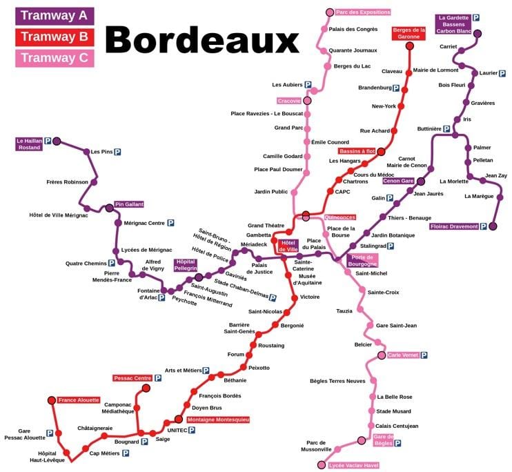 Karte von Bordeaux Bahnhof