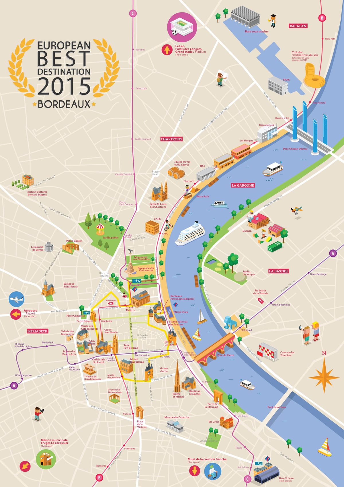 Bordeaux sightseeing-map
